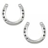 1clickautoacc 3D CHROME ABS HORSESHOE CAR TRUCK EMBLEM DECAL PAIR