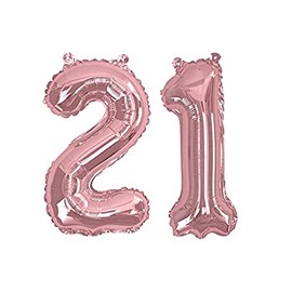 Foil Balloons - Rose Gold - Number 21