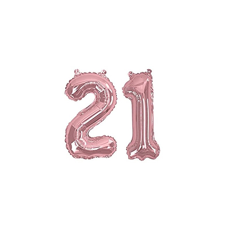 Foil Balloons - Rose Gold - Number 21