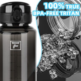 Fanhaw 32 Oz Clear Tritan Water Bottle with Chug Lid, BPA-free, Wide Mouth, Leak Proof - for Gym, Travel, Home, School, Office (Black)