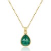 KissYan Gemstone Necklace for Women, 14K Gold Plated Crystal Teardrop
