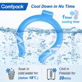 Comfpack Neck Cooling Tube Reusable Ice Ring Neck Coolers for Hot Weather Wearable Cooling Wraps for Summer Freezes Under 64℉ Cold Ice Pack for Outdoor Sports, Workers(Blue)