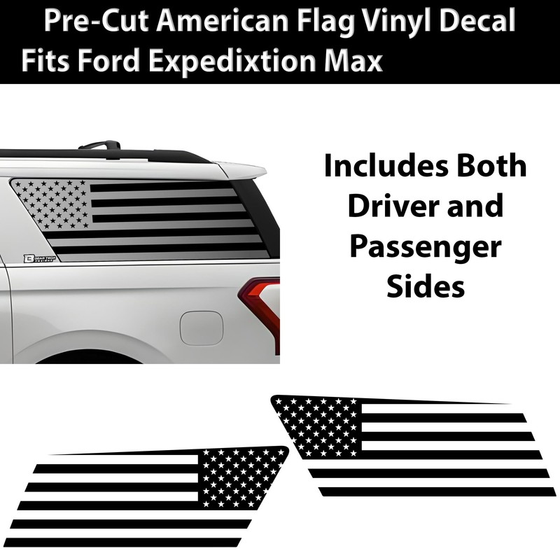 BOGAR TECH DESIGNS Precut Quarter Window American Flag Vinyl Decal