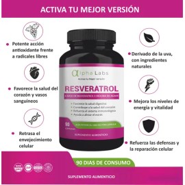 Resveratrol Alpha Labs 90 Cápsulas Alta Potencia 1000 Mg