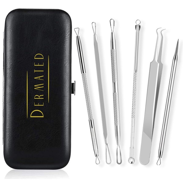 Dermated [6 Pcs] Blackhead Remover Tools Pimple Popper Tool Kit