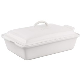 Le Creuset Stoneware Heritage Covered Rectangular Casserole, 4 qt. (12" x 9"), White