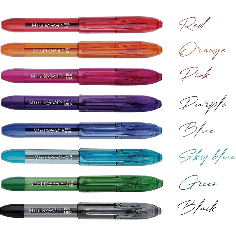 RSVP Mini Ballpoint Pen, (1.0mm) Medium Line, Assorted Ink Colors,