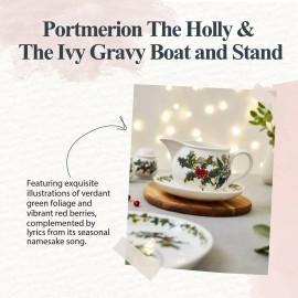 Portmeirion Christmas The Holly and Ivy Gravy Boat & Stand