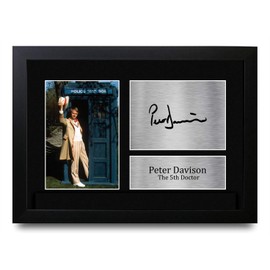 HWC Trading A4 FR Peter Davison Dr Who Fifth Doctor Gifts Printed Signed Autograph Picture for TV Show Fans - A4 Framed