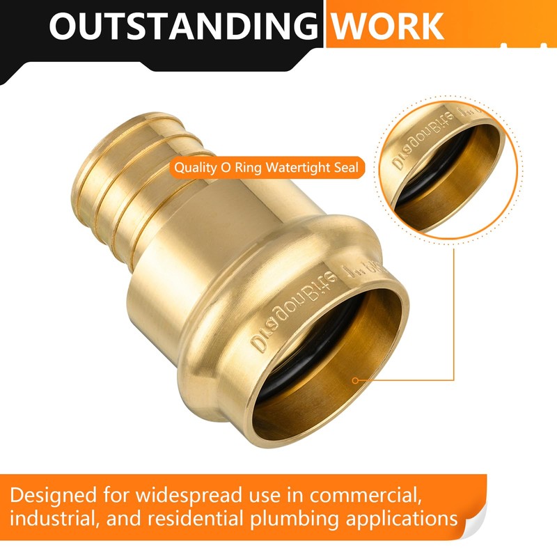 2-Pack HeSun Brass Press Fitting Adapter, 3/4" PRESS X 1"