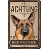30 x 20 cm Weatherproof Dog Tin Sign, Warning Warning