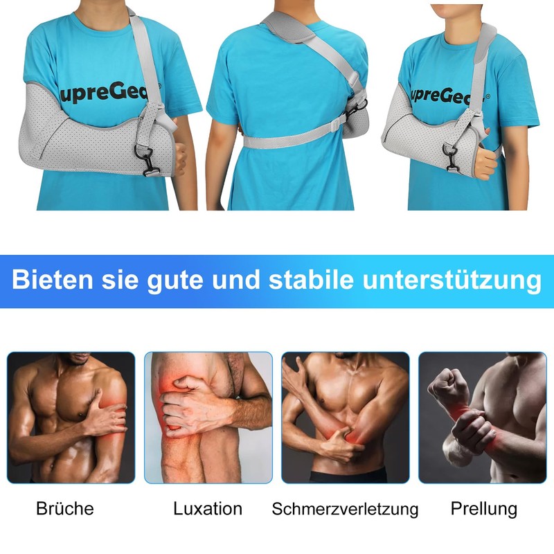 supregear Arm Brace Shoulder Immobiliser, Comfortable Medical Rotator Cuff Support,
