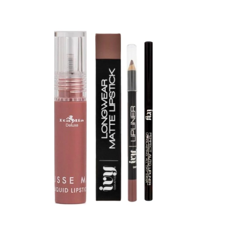 Kit de Labios Nude con Labial Líquido Italia Deluxe, Labial