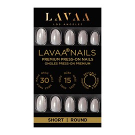 SNOW STAR Press-On Nails by Lavaa Beauty | Short Round White Velvet Shimmer Finish