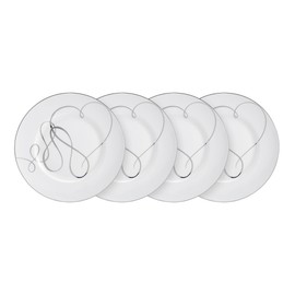 Mikasa Love Story Platinum Banded Salad Plates, Set of 4, 8.5-Inch, White