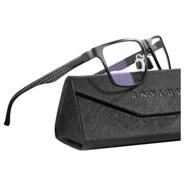 ANYLUV Blue Light Glasses for Men, Upgraded Carbon Fiber Temples Computer Gaming Glasses Rectangle Style with UV400 (Black)