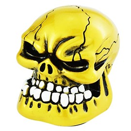 Temzzer Shift Knob Skull Weighted Gear Shifter Resin Transmission Stick knob for Most Manual Automotive Vehicles (Gold)