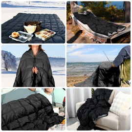 ROSE FEATHER Down Camping Blanket, Muti-Use Outdoor Travel Blanket, Puffy Sleeping Bag Blanket, Waterproof Packable Backpacking Quilt for Camping, Travel, Hammock, Airplane, Hiking, Picnic, 55''x79''