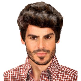 W WIDMANN Milano Party Fashion Wig 'Rick' in Maroon Unique Style Optimal Comfort Versatile Safe Use for Adults and Teens