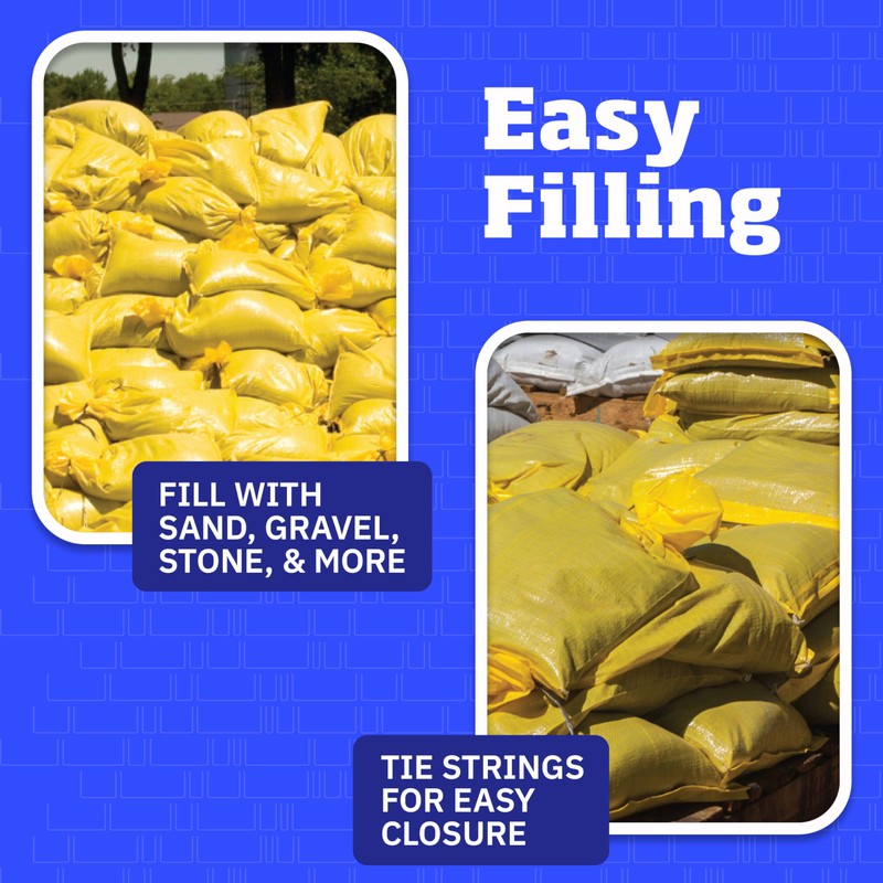 DURASACK Heavy Duty Sand Bags with Tie Strings Empty Woven