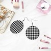 Swono Houndstooth Round Faux Leather Earrings for Women Black and