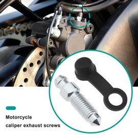 Set of 4 Motorcycle Brake Caliper Bleeding Screw Bleed Nipple M7 x 1 mm with Dust Cap Compatible with Suzuki, Honda