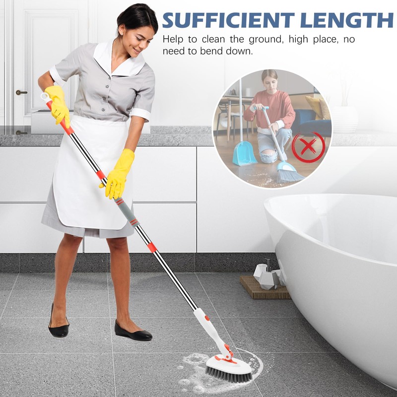 SetSail 4-in-1 Tile Tub Floor Scrubber with 52-inch Adjustable Long