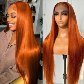 Ginger Lace Front Wigs Human Hair 13x4 Straight Wigs Human Hair Pre Plucked Pre Cut 180 Density Human Hair Wigs For Black Women 30 Inch