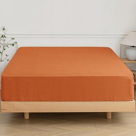 SSW HOMES Single Fitted Sheet Rust - Deep Pocket 16 inch(40cm) - Soft Easy Care Brushed Microfiber Plain Bed Sheet - Hotel Quality Shrinkage and Fade Resistant Bedding