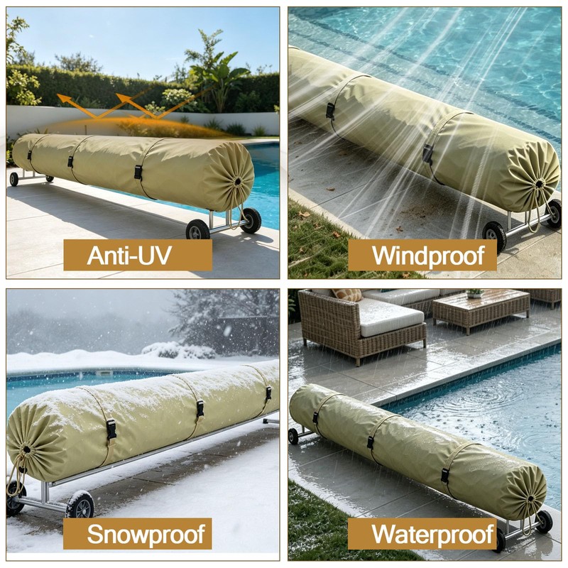 16ft Pool Solar Reel Cover, 420D Heavy Duty Solar Protective