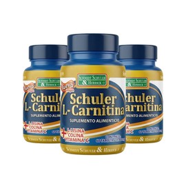 L-Carnitina 400 mg Schuler Pack de 3 Frascos con 60 Tabletas c/u | 180 Tabletas | Con L-Lisina, L-Colina y Vitamina C | 90 Días de Consumo