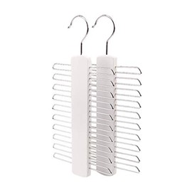 ZENN.TH Wooden 20 Bar Tie Rack Hanger - Scarf, Belt, Accessory Organiser,White Solid Wood Tie Hanger