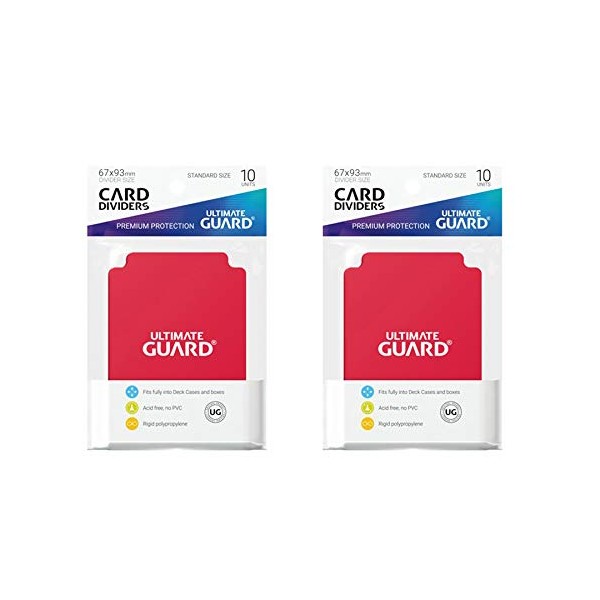 2 Packs Ultimate Guard Red Card Dividers (10) Standard Size Individual Pack
