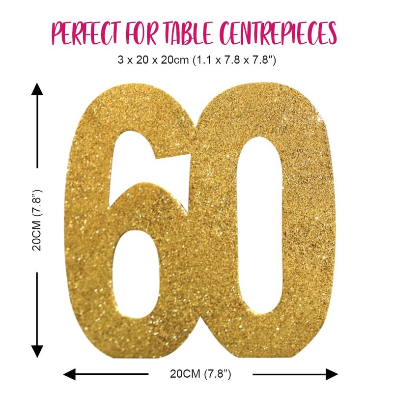 Number 60 Glitter Table Decoration Gold| Table Centrepiece | Table