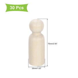 sourcing map 30 Pcs Wood Peg Dolls 2.95 Inch Male Unfinished Dolls Bodies Natural Wooden Figures Decorative Peg People for Painting, DIY Arts, Crafts and Graffiti