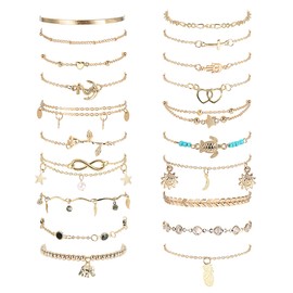 Morfetto 20pcs Ankle Bracelets for Women Adjustable Silver Anklets for Women Golden Womens Anklet Bracelets Beach Anklet Bracelet Jewelry Anklet Set