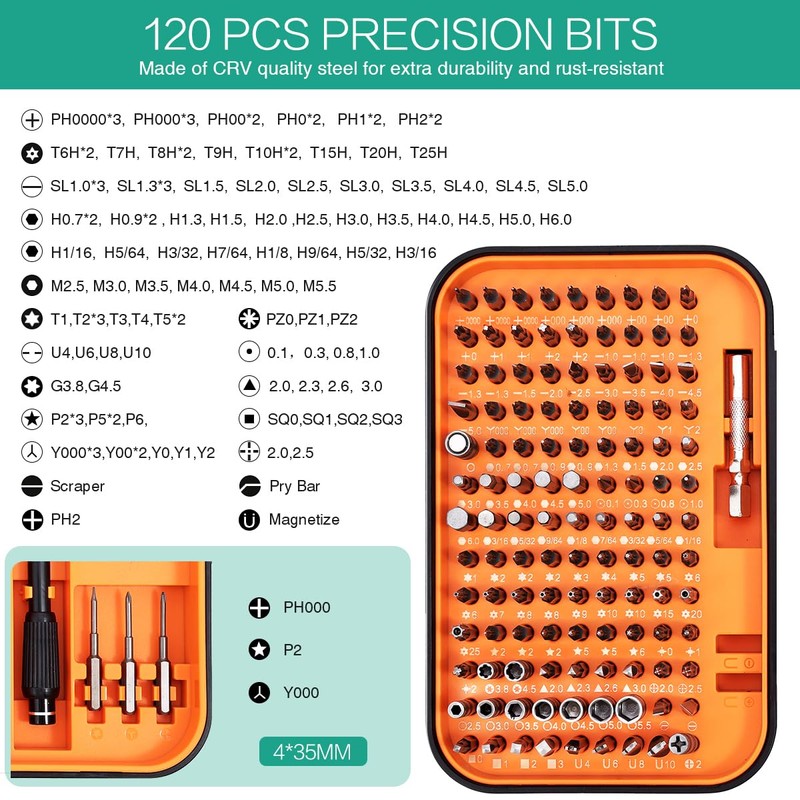 ORIA Precision Screwdriver Set, Magnetic Repair Tool Kit, 130 in