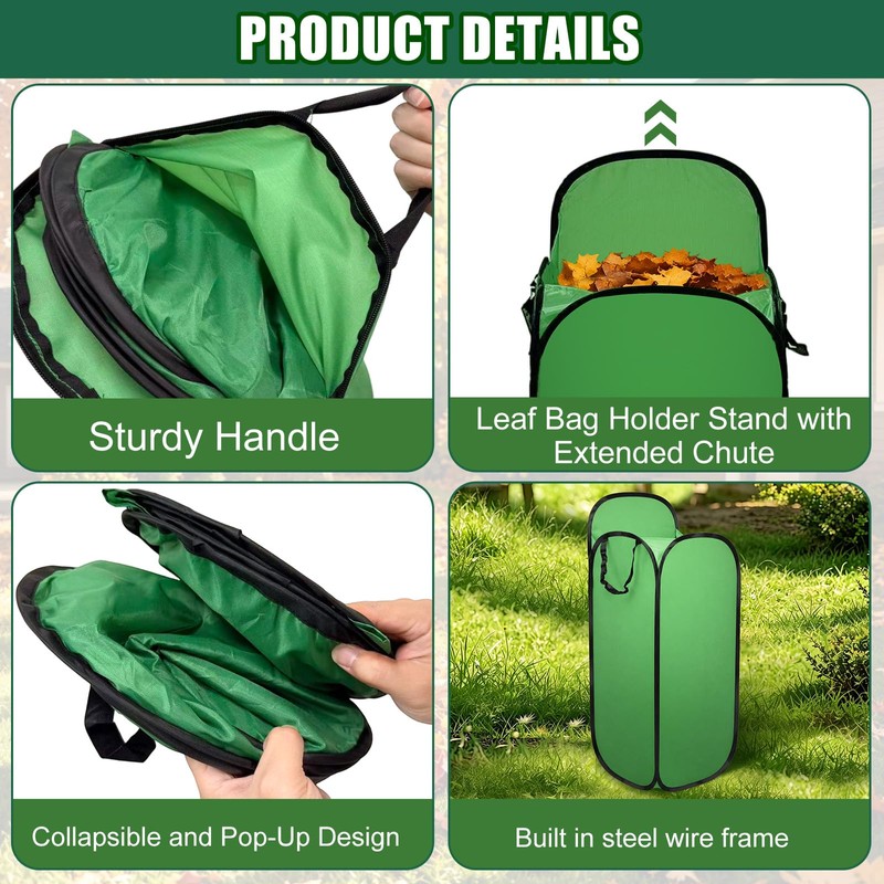 Leaf Bag Holder Stand with Extended Chute for 30 Gallon