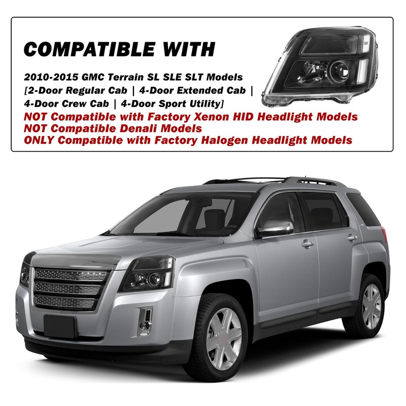 SOCKIR Headlight Assembly Fit for 2010-2015 GMC Terrain SL SLE