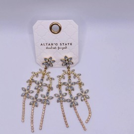 Altar’d State Flower Chandelier Blue Long Earrings New