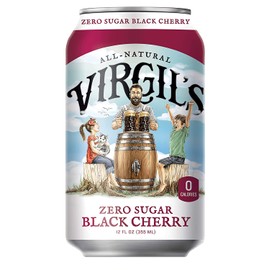 Virgil’s, Zero Sugar Black Cherry, Great Tasting Zero Calorie Keto Friendly Soda (24- 12oz cans)