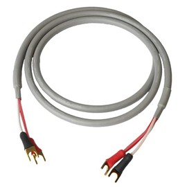 Blue Jeans Cable Canare 4S11 Speaker Cable, with Ultrasonically-Welded Conventional (Non-Bi-Wire) Terminations, (One Cable - for one Speaker); Assembled in The USA (10 Foot, Spades to Spades, Grey)