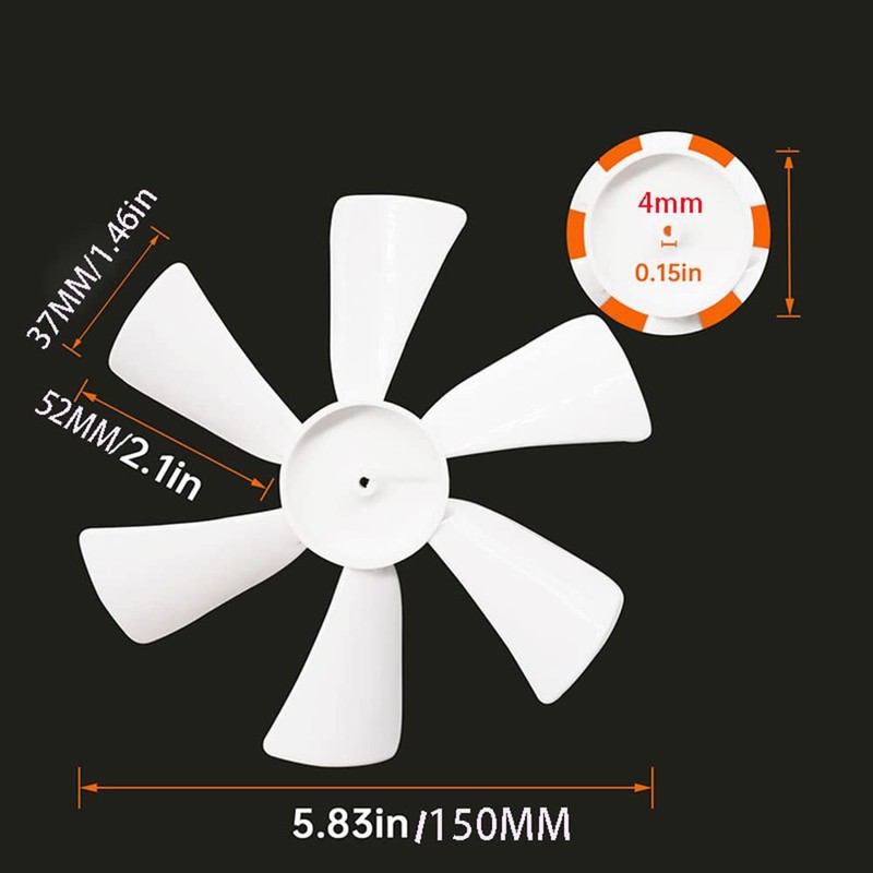 Riloer Replacement White RV 6" Vent Fan Blade, with Vent