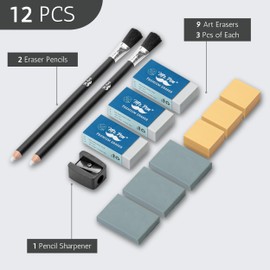 Mr. Pen- Art Eraser Set, 12Pcs, Pencil Eraser, Artist Eraser, Art Erasers, Drawing Erasers, Eraser Pencils for Artists, Drawing Erasers for Artists, Kneaded Erasers for Artists, Art Gum Eraser