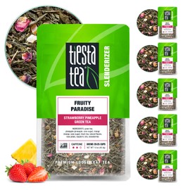 Tiesta Tea - Fruity Paradise, Strawberry Pineapple Green Tea, Premium Loose Leaf Blend, Tropical Fruit Flavor, Medium Caffeinated, Hot or Iced, 20-25 Cups, 9.6oz Resealable Pouch, Pack of 6