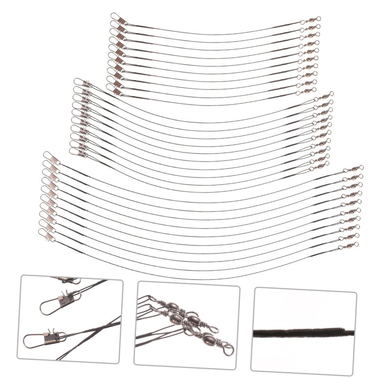 WOONEKY 30Pcs Professional Fishing Leaders with Swivels and Snaps Durable