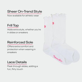 Fitness Snob Premium Ruffle Crew Socks or Women, Athletic Gym & Performance Socks for Women, White Ruffle Socks for Casually and Workout Wearing, Womens Sport Socks, Small and Medium Size