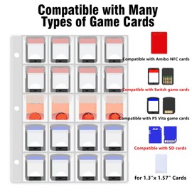 ANIXITECH 300 Slots Game Card Holder Binder for Animal Crossing ACNH, Mini Cards Storage Organizer with Sleeves Compatible with PS Vita SD Memory Cards, Portable Card Album Binder (Black)