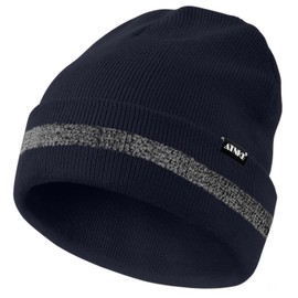ATNKE Reflective Beanies Safety High Visibility Winter Thermal Knitted hat with Reflective Stripe Suitable Outdoor Work Sports Navy
