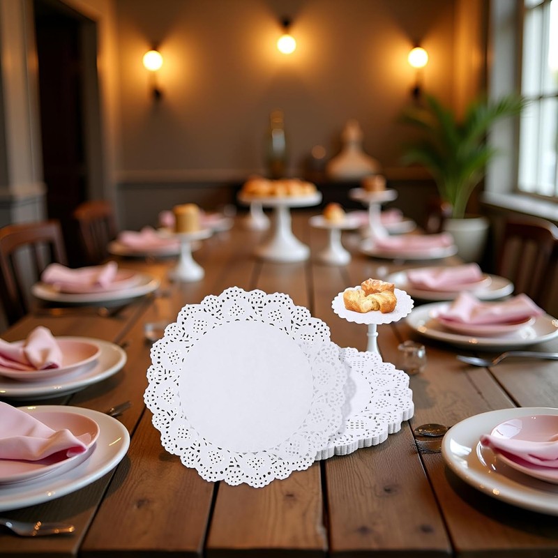 150 Pcs 6" White Lace Paper Doilies,Disposable Round Liners for